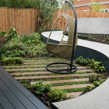 A curved garden design and landscaping