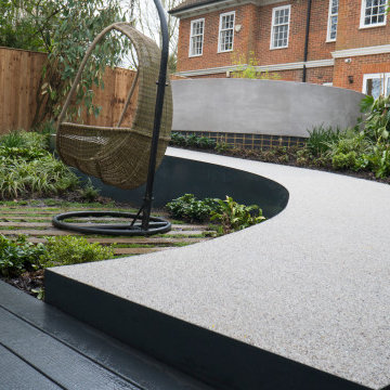 A curved garden design and landscaping