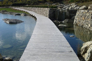 Boardwalk and dry stone wall