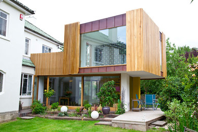 This is an example of a large modern back garden in Cardiff.