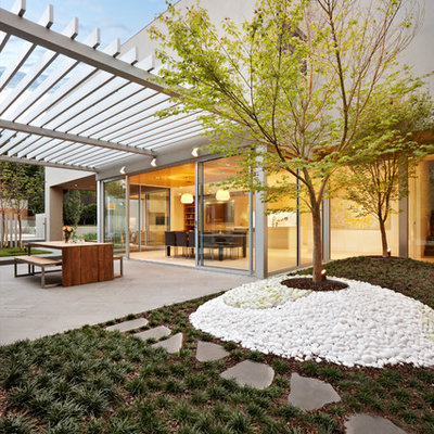 This is an example of a mid-sized contemporary backyard garden path in Melbourne.