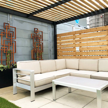 Chelsea Contemporary Roof Garden with Pergola and Lattices