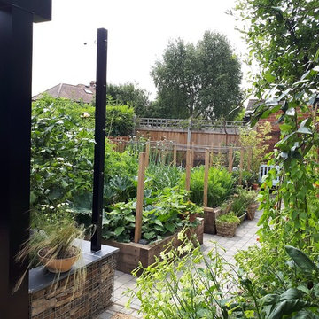 Contemporary rear garden in St Albans, Hertfordshire