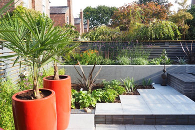 Inspiration for a small contemporary courtyard garden in Manchester.