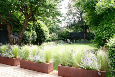 This is an example of a medium sized contemporary garden.