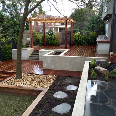 Inspiration for a large contemporary backyard landscaping in Melbourne.