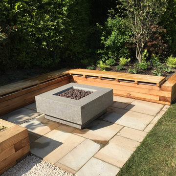 Fire pit area with larch seating