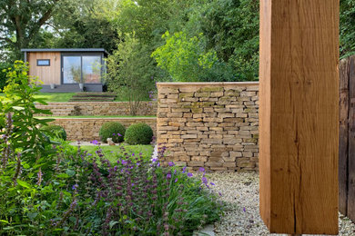This is an example of a medium sized contemporary back garden in West Midlands.