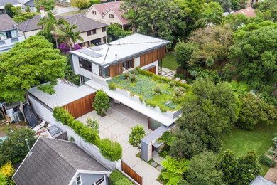 Идея дизайна: большой участок и сад на крыше в стиле модернизм