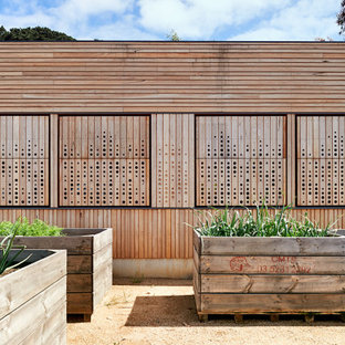 Design ideas for a contemporary full sun garden in Melbourne with a vegetable garden and gravel.