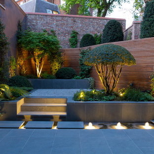 This is an example of a contemporary back garden in Berkshire with a potted garden.