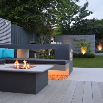 Large modern family garden for entertaining and play