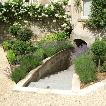 Lavender and Topiary Font Garden