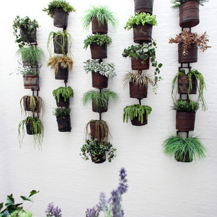 Inspiration for an industrial garden in Oxfordshire with a vertical garden.