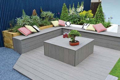 Photo of a contemporary back garden in Cardiff with decking.