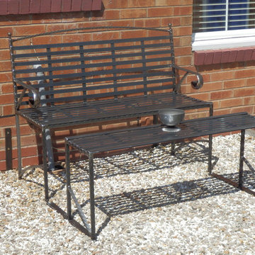 Metal Garden Bench and Table.