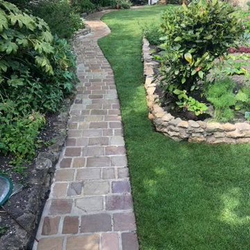 Path work, sandtone paving and lawn work