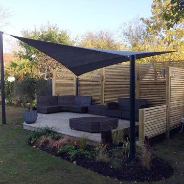 Residential Garden Transformation with shade structure, Westcliffe-on-Sea, Essex