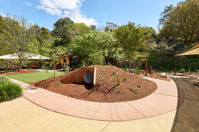 Medium sized contemporary back garden in Sydney with an outdoor sport court.