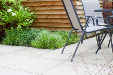 This is an example of a small modern courtyard garden in Manchester.
