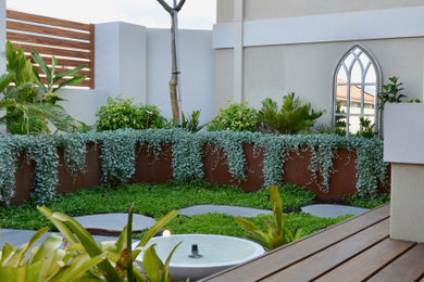 Ispirazione per un piccolo giardino xeriscape design esposto in pieno sole davanti casa in primavera con un ingresso o sentiero e pedane