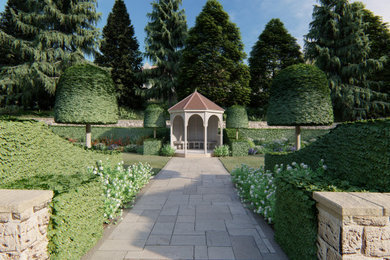 Photo of a large classic formal full sun garden in Other.