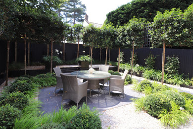 Design ideas for a medium sized contemporary back formal partial sun garden for summer in Kent.