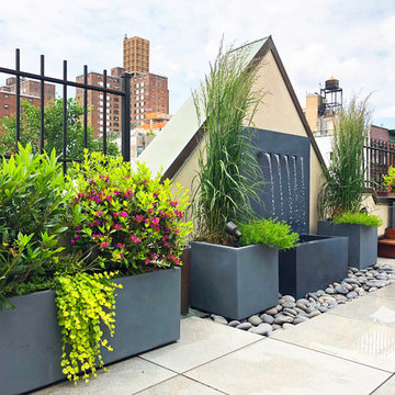 UWS Rooftop Oasis with Fountain, Decking, and Lush Plantings
