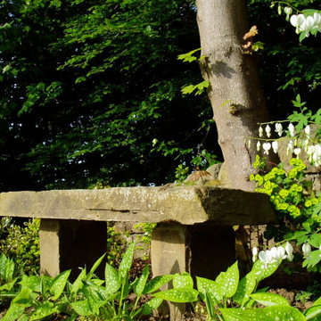 Water, Woodland & Wildlife Garden - Natural stone bench