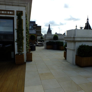 York Stone Paving on a Westminster London Roof Terrace