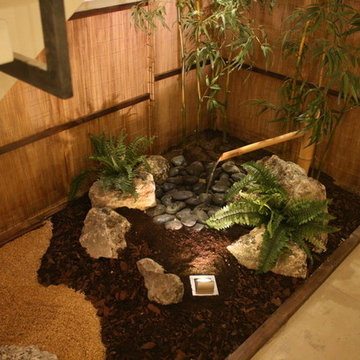 Zen garden under stairs