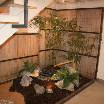 Zen garden under stairs