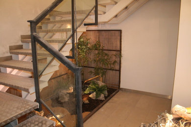 Zen garden under stairs