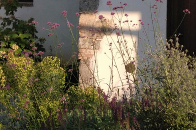 Foto di un giardino contemporaneo esposto a mezz'ombra in cortile con ghiaia