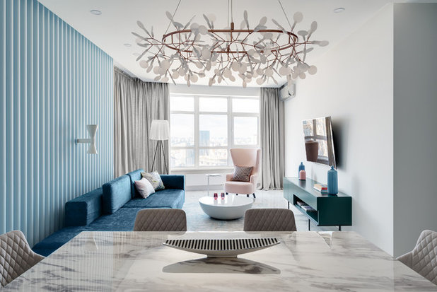 Transitional Living Room by Nika Vorotyntseva design & architecture bureau