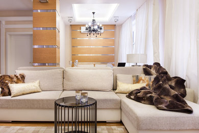 This is an example of a large contemporary living room in Moscow.