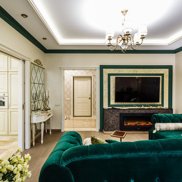 Фото гостиной реализованного проекта квартиры ЖК "Адмирал".