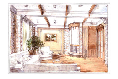 Стильный дизайн: гостиная комната в стиле рустика - последний тренд