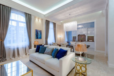 Идея дизайна: гостиная комната среднего размера в классическом стиле