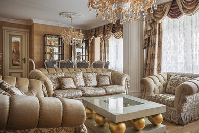 Design ideas for a traditional living room in Moscow.