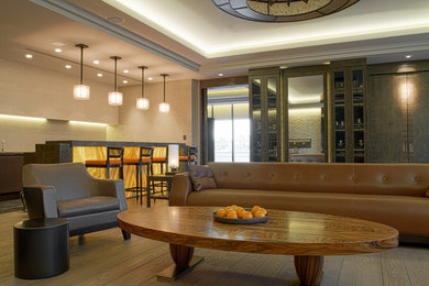 Идея дизайна: большая парадная, открытая гостиная комната в современном стиле