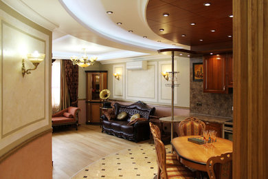 Источник вдохновения для домашнего уюта: объединенная гостиная комната в классическом стиле