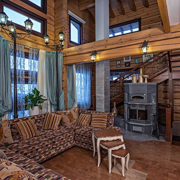 Проект загородного дома из бруса в стиле кантри
