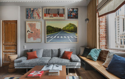 Фотоохота: Как повесить картину над диваном — 20 идей