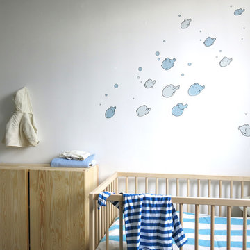 Habitación de bebé en tonos azules