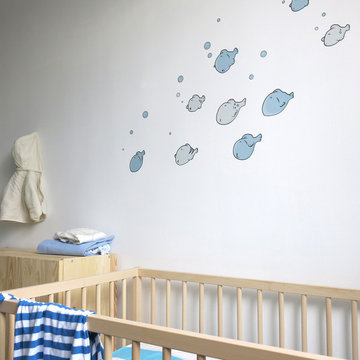 Habitación de bebé en tonos azules