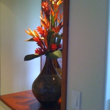 A glassed art niche is a perfect place to say "Aloha" in an entry of hallway