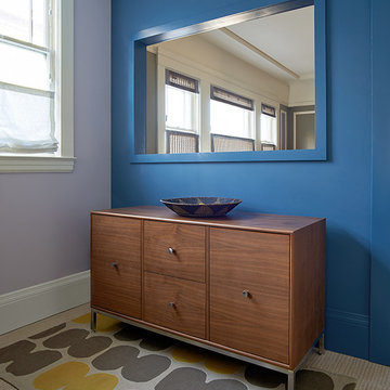A Play on Greys & Blues: Remodeled Kitchen & Family Room