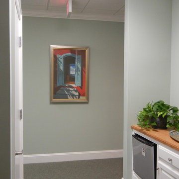 A view of the outside in an interior hallway