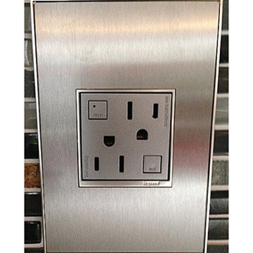 adorne® Tamper-Resistant Outlet in Magnesium with 1-Gang Wall Plate